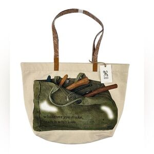 HOBO Canvas Tote Bag Leather Straps Tool Tote Habitat for Humanity Market